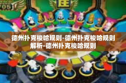 德州扑克梭哈规则-德州扑克梭哈规则解析-德州扑克梭哈规则